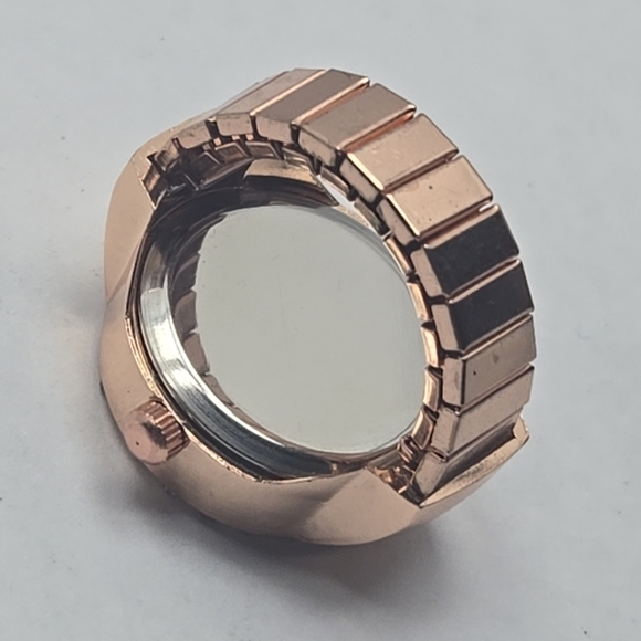 Womens Bozhi Ring Watch Rose Gold Tone Stone Bezel Stretch Band Working - Picture 14 of 14